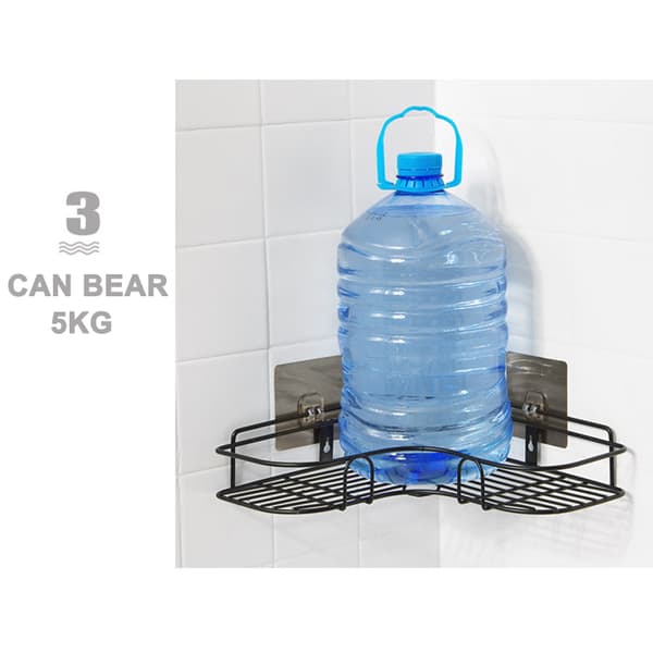 Triangulär vägg Hörnställ Badrum Kök Dusch Caddy Hylla Organizer Punch Free Hållare