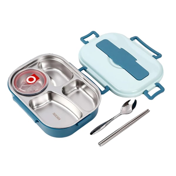 Bento Lunchbox i rostfritt stål Bärbar Isolerad Lunchbox med stor kapacitet för student Blue