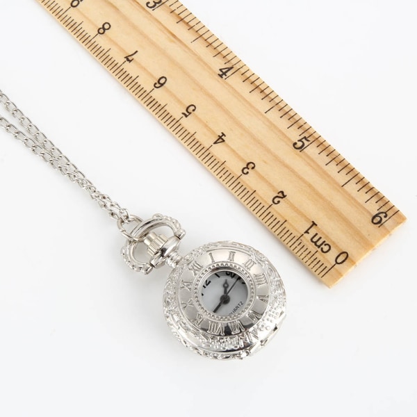 Retro Fickur Pocket Watch Halsband Kedja Klockor med Romerska Siffror och Nummer Visa Födelsedagspresenter Silver
