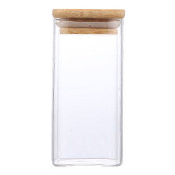 Fyrkantig genomskinlig förvaringsburk i glas med lock Fuktsäker te kaffebönor behållare för kök hem 100x200mm
