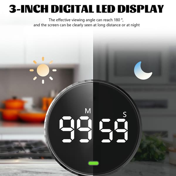 Digital klassrumstimer för barn Magnetisk design siffra blink-funktion för kök White  Silver
