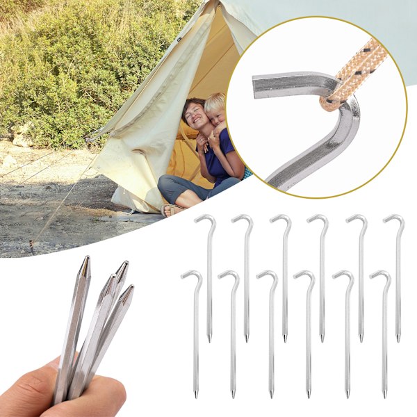 Camping Krok Camp Spik Stall Krok Design Tältpinnar För Trädgårdsstakes Fältlogi 12pcs