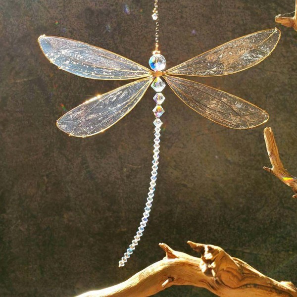 Dragonfly Crystal Suncatcher med pärlor fönster hängande prydnad Bröllop bilar fönster dekor 1