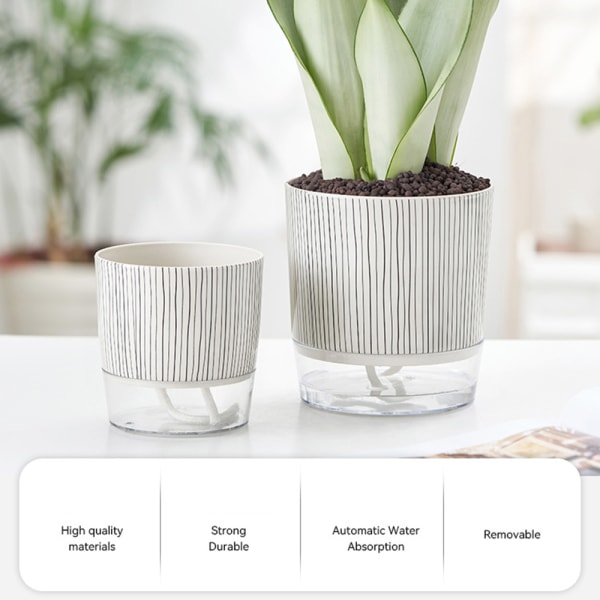 Transparent bas plast självvattnande blomkruka Bra dränerande Återställbar blomkruka för växtsuckulenter Zebra