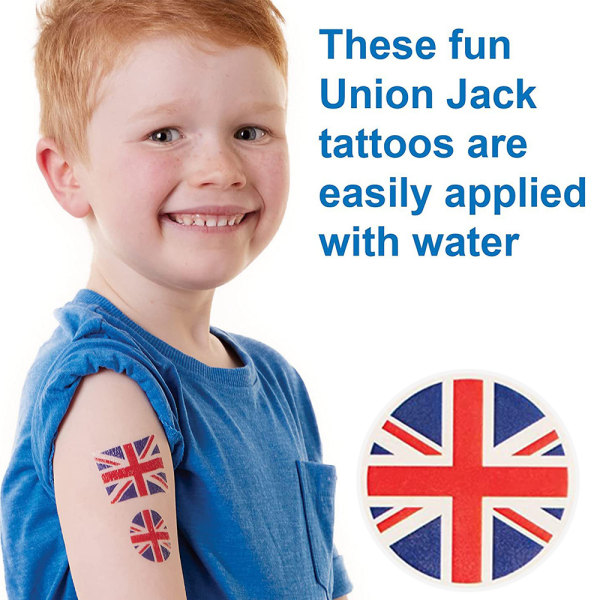 60 st brittisk flagga tatuering klistermärken för fest gynnar leveranser dekoration White