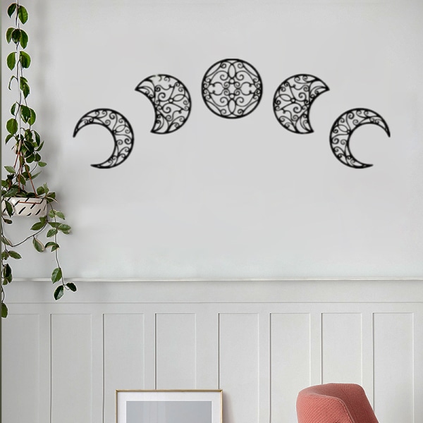 5st 3D väggklistermärke hänge trä måncykel Rymlig skandinavisk väggdekoration för hem vardagsrum sovrum Primary Colors