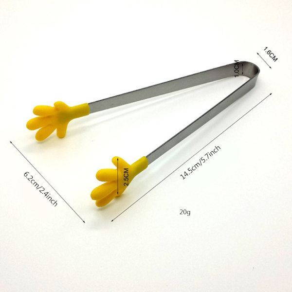 Handformad silikontång Värmebeständig rostfritt stål Mini liten liten kökstång för mat Socker Issalladsbuffé Random