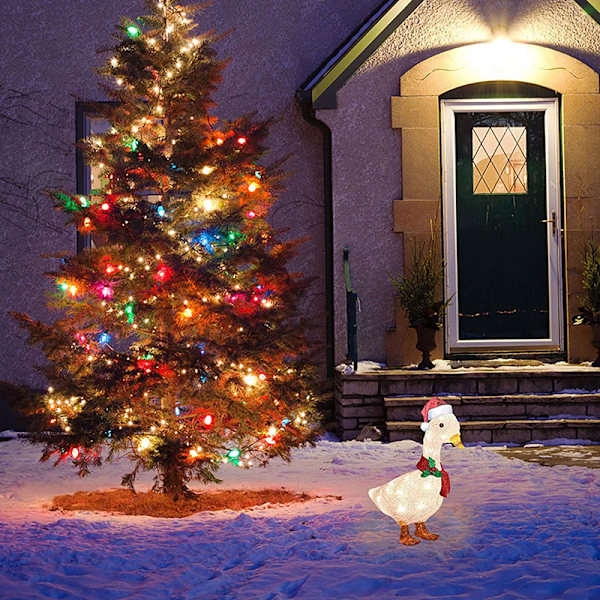 Lights-Up Anka/hjort juldekor Glödande djur med halsduk Statyer med halsduk Duck