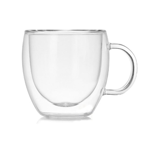 Kaffe Te kopp dubbelvägg glasmugg för hemmakontor dricksvatten med handtag L