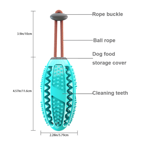 Rugbys form saktar ner matning av hundleksaker Tuggresistent valp Interaktiv leksak för inomhus utomhus Lake Blue Box