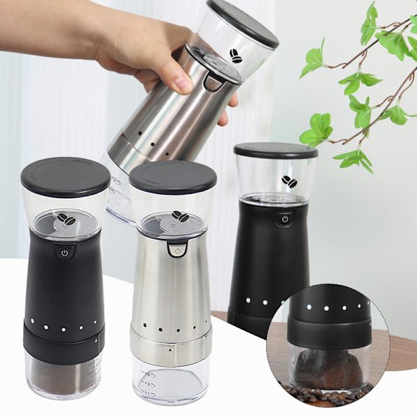 Elektrisk automatisk kaffebönkvarn Praktisk synlig återanvändbar kvarn för kaffeälskare Black