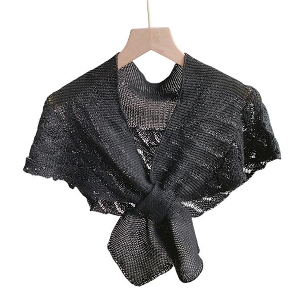 Mode Fishtail Mönster Liten Sjal Casual Bekväma Kläder För Kvinnor Flickor Kvinna Black