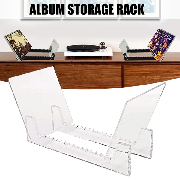 Vinylskivahållare Akrylmusikalbum Multifunktionell displaystativ i denna moderna bärbara rackenhet Transparent
