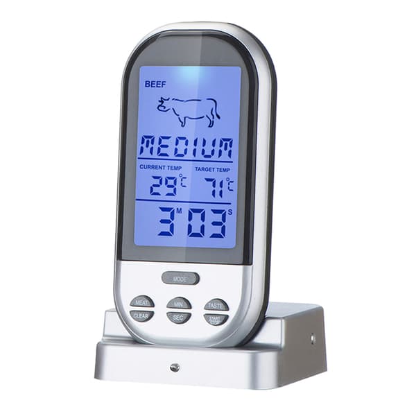 Bärbar trådlös grilltermometer Multifunktionell digital matlagningstermometer för köksugn Picknickgrill Black