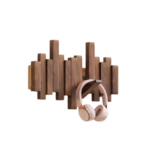 Träpiano Klädhängare Väggmonterad Klädhängare Flerfunktionell Fällbar Hängare Estetisk Rum Dekor Black Walnut 4 Hooks