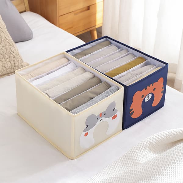Klädfack Organizer Vikbar Stapelbar för Jeans Kläder Organisation Beige