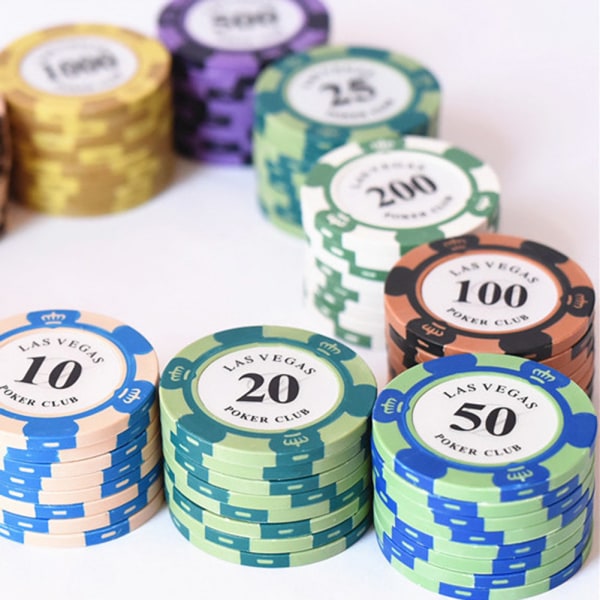 Chips med flera valörer Bärbara spel-chips Las-vegas mynt för kasinon 10 Face Value