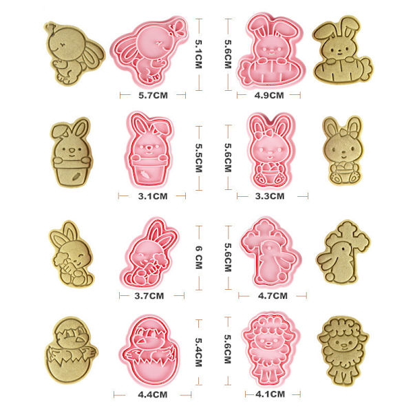 3D-påskkakaschabloner Fleranvändbara gör-det-själv-fondantkaka Godiskakskärare Praktiska köksbakprylar Easter C Set