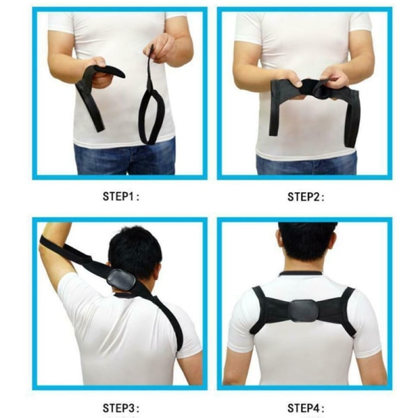 Unisex osynlig ryggaxelhållningskorrigerare Ortotisk ryggstödsbälte Black
