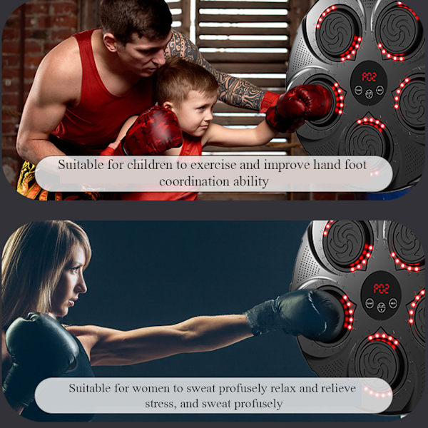 LED Music Effect Boxningsmatta Multipurpose Rapid Rebound Boxning Training Pad Fitness Utrustning Red