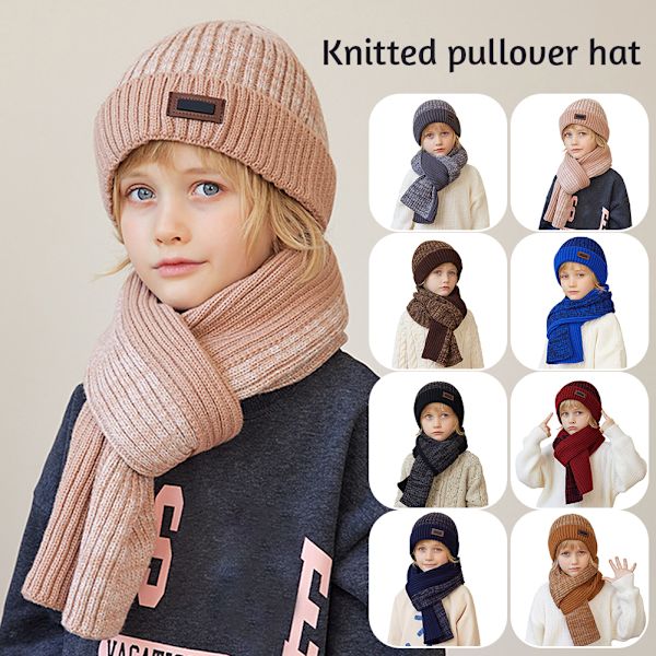 Barnmössor Scarf Set Vindtät Värmande Barnmössa för utomhusbruk Red Wine