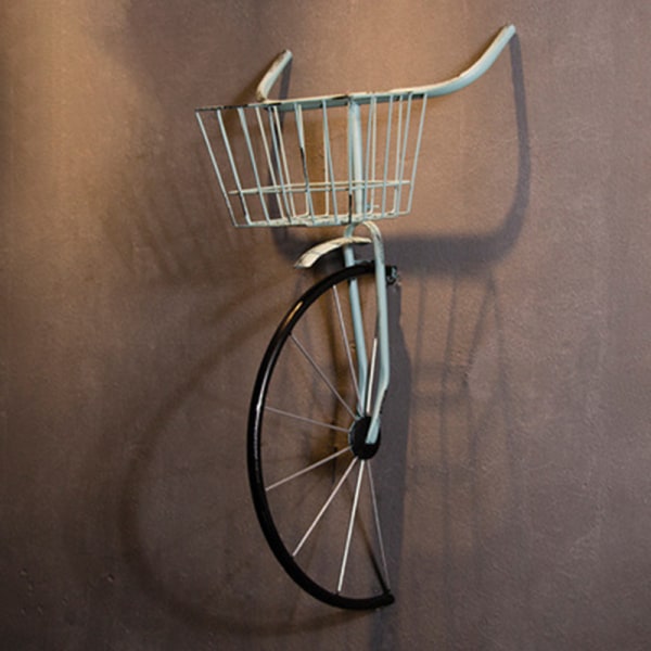 Retro cykeldekor med korg Väggmonterad design Hållbar Långvarig Lätt att använda för hemkaffe Gold