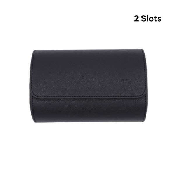 Watch Roll Case Läder Watch Roll Box Watch Roll Organizer för män Black 2 Slot