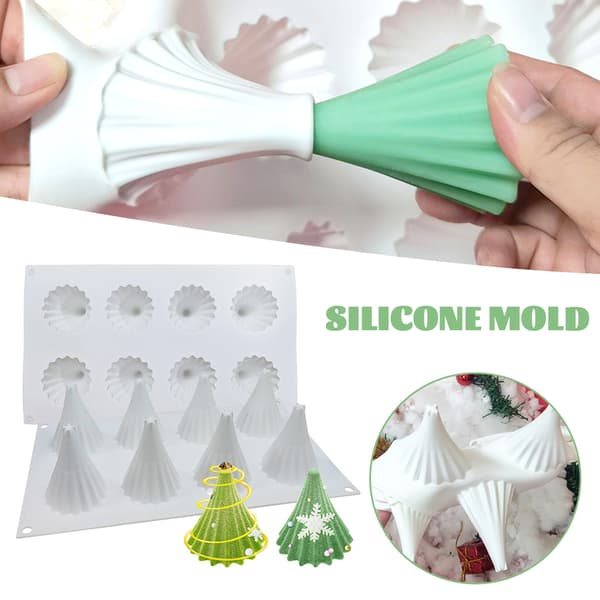 DIY Julkaka Silikon Stencil Endelad Julgransmousse Göra Julbakning Silikonstenciler Mallar 8 Even Cone Christmas Tree DG-123