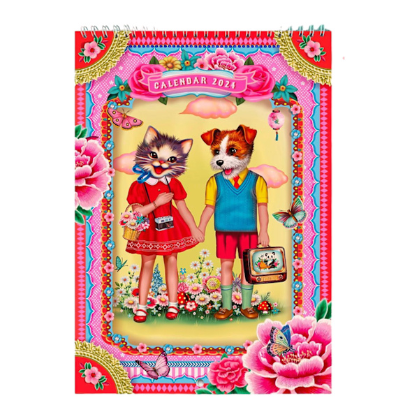 2024 Cat Dog Friendships Calendar High-Definition Tearable Calendar for Office 2024