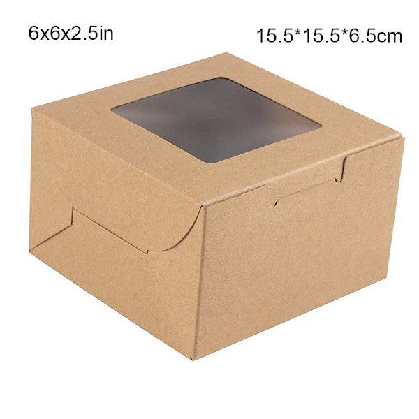 Äggula Tårta Förpackningslåda Fönster Kraftpapperslåda För Tårtmatsförpackning 6x6x2.5 Inches