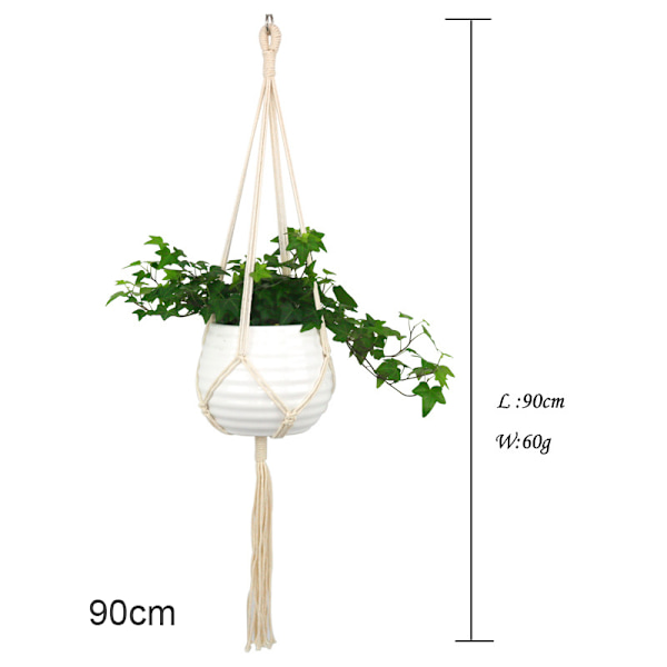 Macrame Växthängare Inomhus Utomhus hängande växthållare Hängande planteringsställ Blomkrukor för dekorationer Set