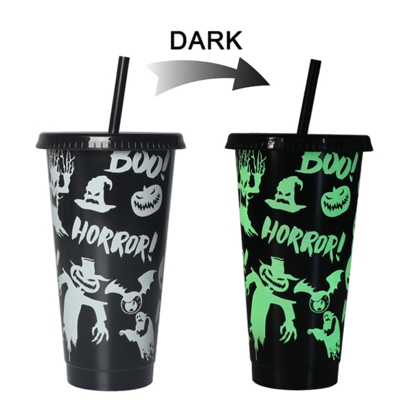 Drick halm Glow-in-the-Dark Mugg Säker och Ingen lukt Lämplig för Halloween Christmas Cup