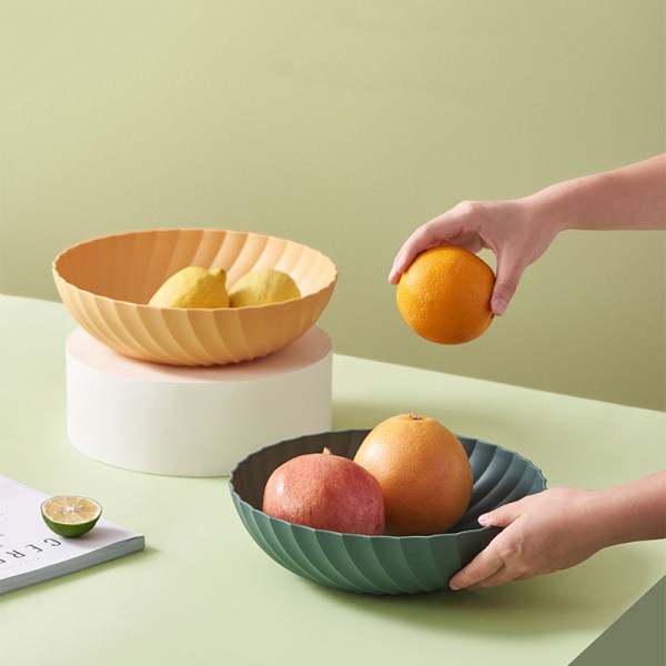 Plast Snack Fruktskål Enkla dekorativa fruktförvaringskorgar för köksartiklar i vardagsrummet Yellow