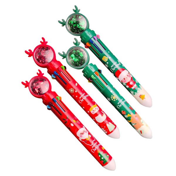 10 i 1 Jul Cartoon Färgglad Kulspetspenna Enkel Design Kontorsmaterial Penna För Skola Kontor 4PCS