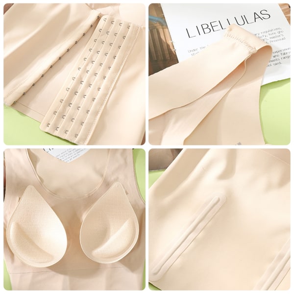 Kvinnor Andas Shapewear 4 i 1 främre spänne bröststöd bröststöd väst Black M