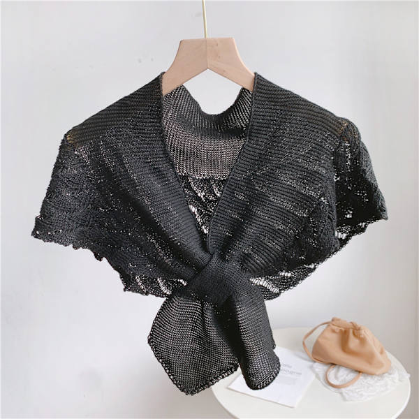 Mode Fishtail Mönster Liten Sjal Casual Bekväma Kläder För Kvinnor Flickor Kvinna Black