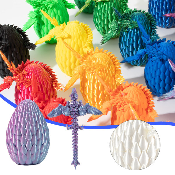 3D- printed flygande drakar ägg set prydnad charmig mode dekorativ modell för pojke flicka kvinnor män Blue2