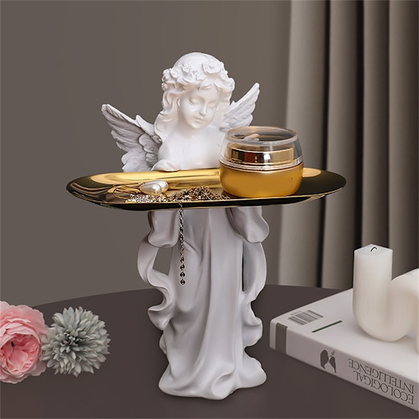 Bön ängel förvaringsbricka konst prydnader för hem Bookself TV-bänk dekor Praying Maiden Tray
