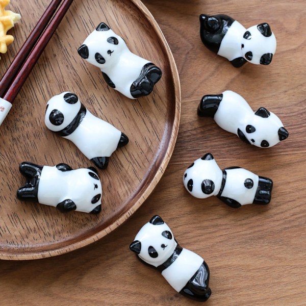 5/6/8 st Keramiska porslin Set Söta djur Ätpinnar Hållare Porslinsställ Bordsdekoration för skedgaffelborste 5 Bamboo Pandas