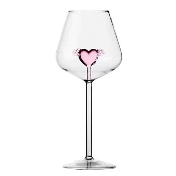 Alla hjärtans dag rosa hjärta vinbägare Hushållssnygga vinkoppar för restaurangfester 500mL