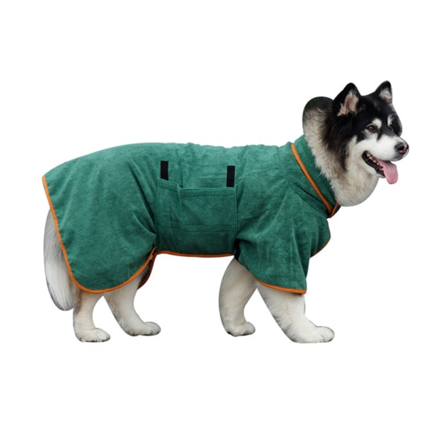 Hundbadrock Handduk Mjuk Superabsorberande badrock Torkande fuktpyjamas för hund Green S