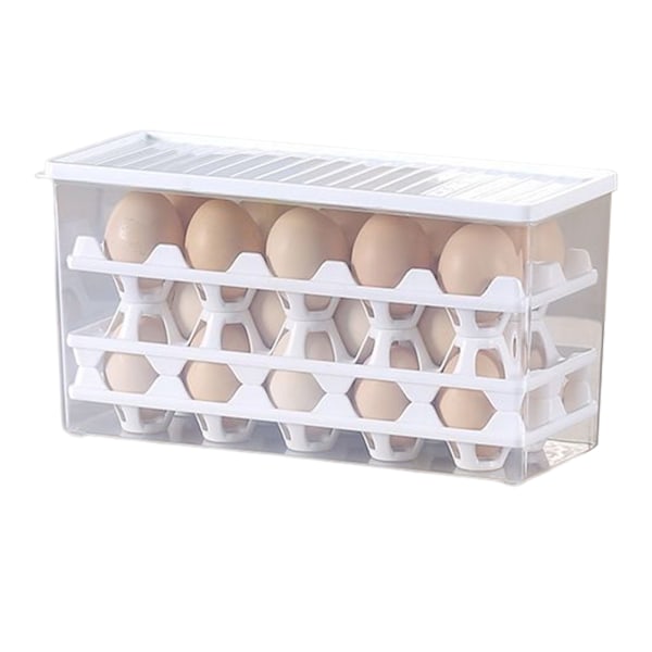 Äggförvaringsbehållare för kylskåpsdörr rymmer 10 räkningar Stor kapacitet Kylskåp Äggbehållare Kökstillbehör White 24 Eggs