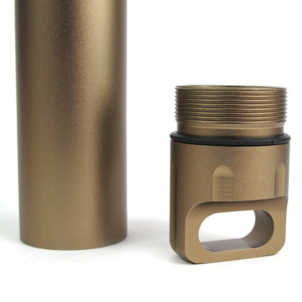 Bärbar vattentät kapsel tätningsflaska aluminiumlegering utomhus överlevnad pillerlåda multifunktionell behållare Champagne Gold
