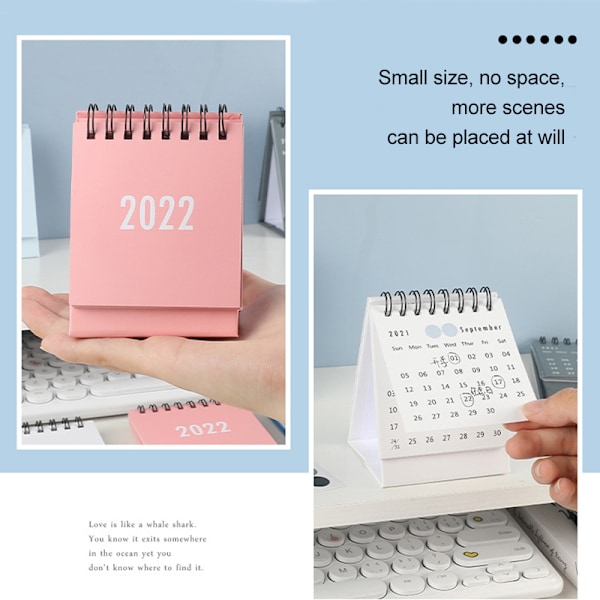 2022 Mini Coil Skrivbordskalender Bärbar Schema Enkel skrivbordsprydnad För Hem Vardagsrum Kontor Gray