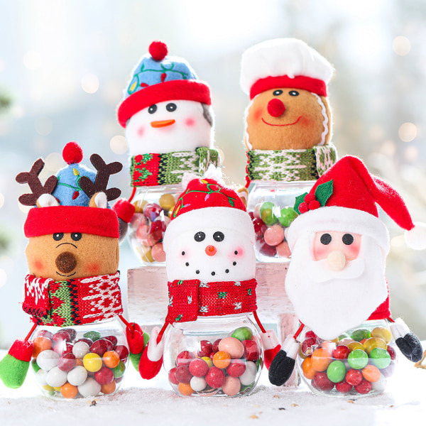 Christmas Cookie Treat Burk Plyschdocka Klar Socker Godis Snack Container Festival Party Hemprydnad Barns Stuff Present Snowman