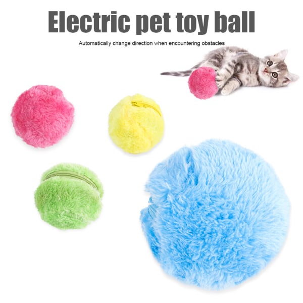 Husdjurshund Kattleksak Elektrisk boll Automatisk rullande tuggbeständig fluffig boll