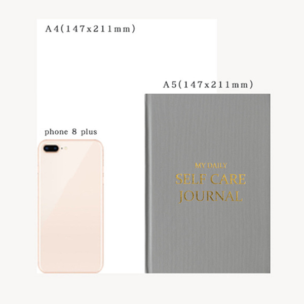A5 Daily Self Care Journal med guldfolie Enkel stil kakel anteckningsbok present till vänner familj Pink
