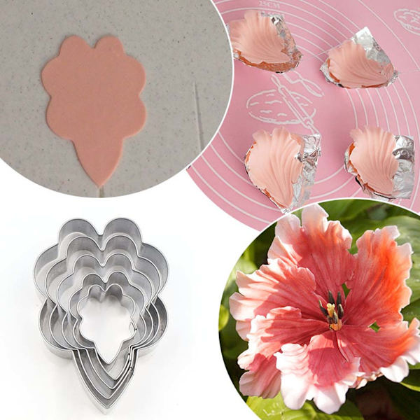 Rostfritt stål gör-det-själv- form Återanvändbara kronblad Kex Cutter Kaka Fondant Blomma Skärform Moulds