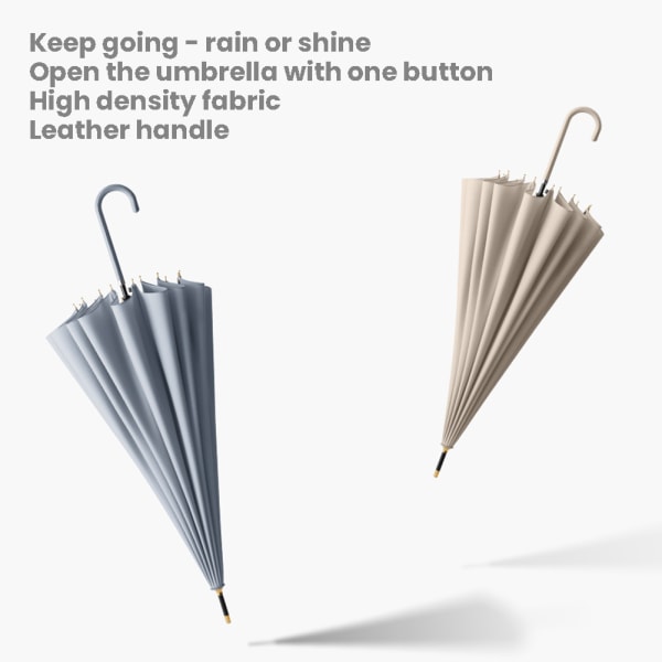 Automatiska paraplyer Vindtäta Fresh-Style Bred Auto Open Paraplyer UV-skydd J Handtag Paraplyer för unisex Navy Blue