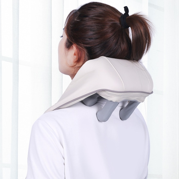 Varmkompress sladdlös elektrisk nackmassager Multifunktionsjusterbara lägen Massageapparat För kvinnor Män Äldre Grey